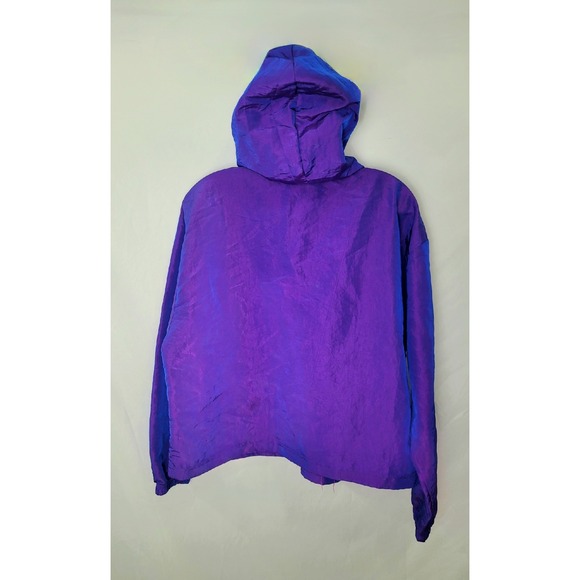 Vintage e.b.g.b. All American Iridescent Purple Windbreaker Pullover Hoodie M - Picture 5 of 7